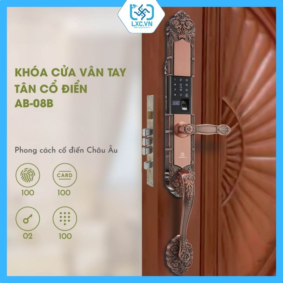 Khóa cửa vân tay tân cổ điển Homekit AB-08B I Chính hãng
